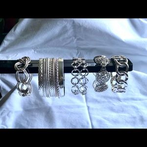 5 silver bracelets/bangles